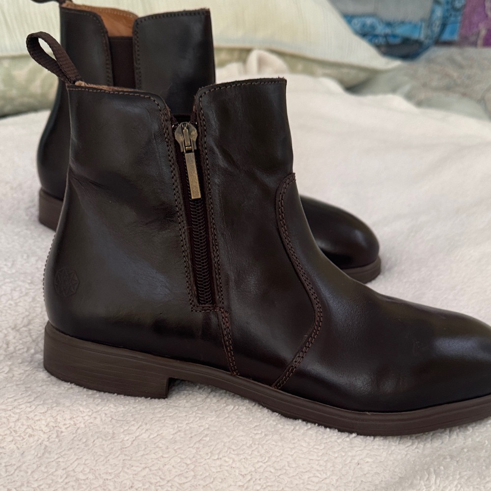 Elegant Brown Leather Ankle steel toe work boots